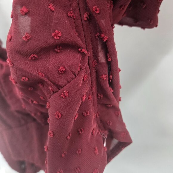 Shein Curve Cropped Burgundy Swiss Dots Blouse 2xl - Picture 6 of 14